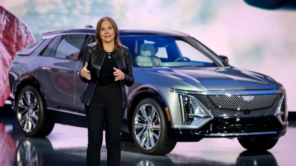 General Motors Chair and CEO Mary Barra addresses investors Wednesday, October 6, 2021 at the GM Tech Center in Warren, Michigan. (Photo by Steve Fecht for General Motors)